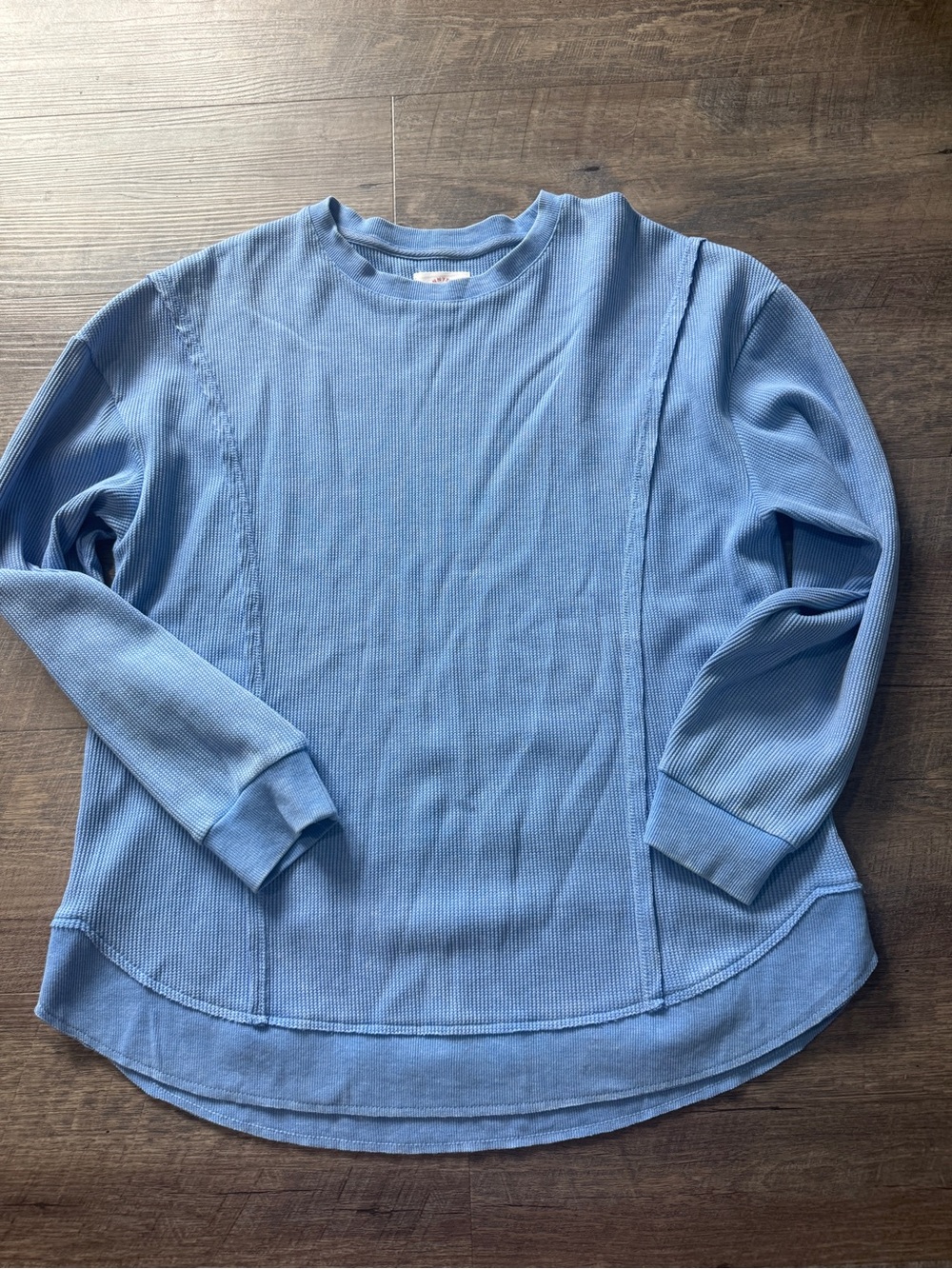 Sundry Light Blue Ribbed Long Sleeve Top